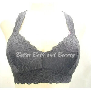 MEDIUM Jezebel‎ 28044 Racerback Wire Free Lace Bralette Castlerock Gray NWT